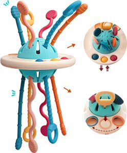 Sensorisches Baby Spielzeug 12–18 Monate, UFO Silikon Zugschnur Zahn Spielzeug für Babys, Montessori Spielzeug für 1 Jahr, Weihnachtsgeschenk