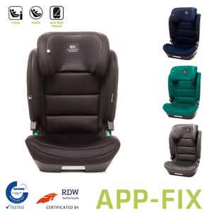 Kindersitz APP-FIX 100-150CM I-SIZE 15-36kg Norm ECE R129, 3 - 12 Jahre, Isofix Seitenprotektoren, Zusätzlicher Kopfschutz, Neigungsverstellung Farbe: Schwarz