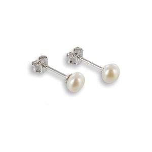 Perlen Ohrstecker: 925 Silber Ohrringe mit Süßwasserperle 4 mm