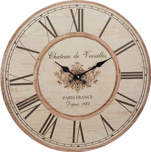 XL Wanduhr Nostalgie, Holz, Ø45cm (hell)