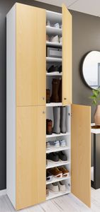 VCM XL Holz Großer Schuhschrank Schuhregal Groß Stiefel Dielenmöbel Lona 10 Fächer Drehtüren