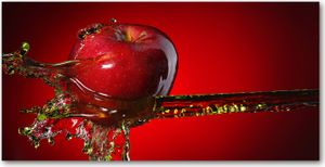 Tulup® Glas-Bild - 100x50 -Wandkunst - Wandbild hinter gehärtetem Sicherheitsglas - Essen & Getränke - Apfel Wasser - Rot Tulup® Glas-Bild - 100x50 -Wandkunst - Wandbild hinter gehärtetem Sicherheitsglas - Essen & Getränke - Apfel Wasser - Rot