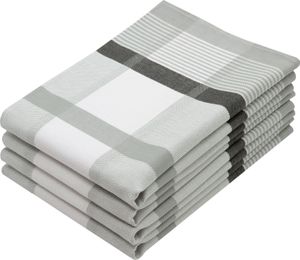 4er Set Geschirrtücher Baumwolle, 50x70 cm, grau-kariert