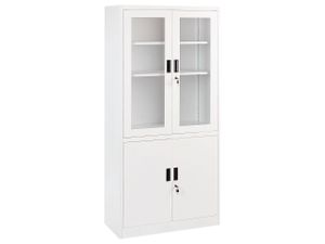 BELIANI Büroschrank Helles Holz / Schwarz 117 x 80 x 40 cm Abschließbar mit Schlüssel Offenes Fach Aktenschrank Schrank für Wohnzimmer Büro Homeoffice