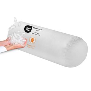 sleepling – Nackenrolle, 15 x 40 cm, Federkissen, Daunenkissen, 100% Daunen & Federn, 100% Baumwolle, 60 Grad waschbar, weiß