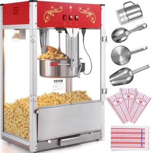 VEVOR popcornovač Popcornovač Popcornovač 1615 W, 16 oz kanvica na popcorn s veľkou kapacitou vrátane 3 nerezových naberačiek v štýle kina