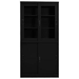 vidaXL Büroschrank mit Schiebetür Schwarz 90x40x180 cm Stahl