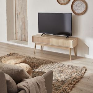 sweeek - TV-Möbel mit Holzdekor, 2 Schiebetüren - Holzfarben