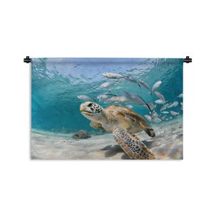 MuchoWow® Wandteppich Wandbehang Schildkröte - Fisch - Meer 60x40 cm Tapisserie Dekoration Wandtuch - Wanddekorationen