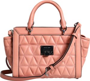 Michael Kors Beige gesteppte Leder -Logo Crossbody Vivianne Messenger Tasche