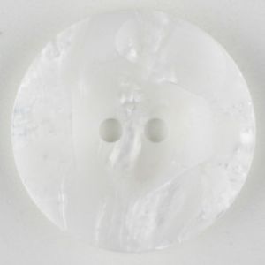 Knopf Polyesterknopf mit Perlmutt Glanz und Vertiefungen, rund, 2 Loch  1 Stck. Dill Knöpfe Farben allgemein: Weiß, Durchmesser: 20 mm