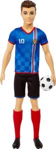 Mattel Ken Fußballspieler-Puppe, kurze Haare, Trikot mit der Nummer 10, Fußball, Stollenschuhe, Stut