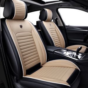 MECO 1PC Potahy předních sedadel Potahy autosedaček ze syntetické kůže Ochrana sedadel Interiér auta (béžová)