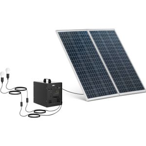 MSW Powerstation so solárnym panelom a meničom - 1000 W - 5/12/230 V - 2 LED svetlá