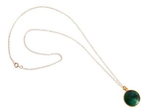 Gemshine - Damen - Halskette - 925 Silber - Vergoldet - Smaragd - Grün - CANDY - 45 cm