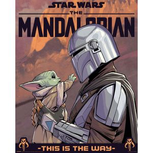Star Wars: The Mandalorian - Leinwanddruck "Hello Little One" PM3297 (60 cm x 80 cm) (Orange/Schwarz/Grau)