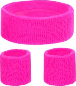 KarneLux Neon Schweißbänder Set - Retro 80er 90er Outfit Vokuhila Zubehör mit Armbänder und Stirnband - Kostüm Accessoire für Damen und Herren (Neon Pink) KarneLux Neon Schweißbänder Set - Retro 80er 90er Outfit Vokuhila Zubehör mit Armbänder und Stirnband - Kostüm Accessoire für Damen und Herren (Neon Pink)