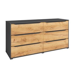 Vicco Sideboard Ruben, 160 x 78 cm, Anthrazit/Goldkraft Eiche