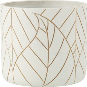 J-Line cachepot liść ceramiczny biały/złoty duży