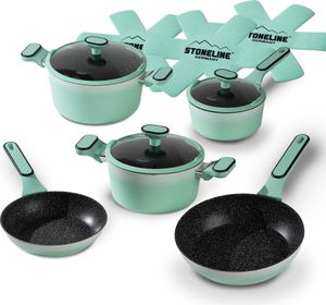 STONELINE® Kochgeschirr-Set 11-teilig 18/20/24 Mint | mit Deckeln