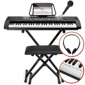 Áengus keyboard 61 tasten, set mit keyboard, klavierhocker, Ständer und Mikrofon - A289