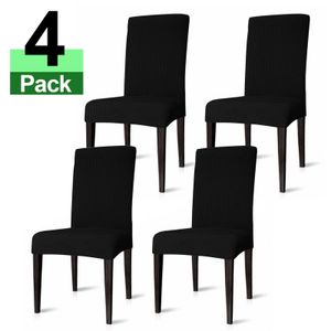 Fiqops 4ks/set Stoličky Kryty Stretch Universal jedáleň stoličky Elastické stoličky kryt, Stoličky Kryty Odnímateľný Moderné Ochranný kryt pre kryty Banket Party Hotel, čierna