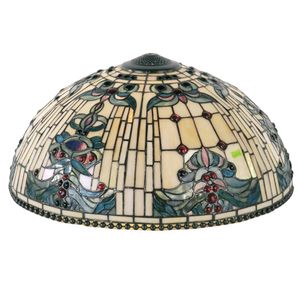 Clayre & Eef Lampenschirm Tiffany Ø 50 cm Beige Blau Glas Halbkreis