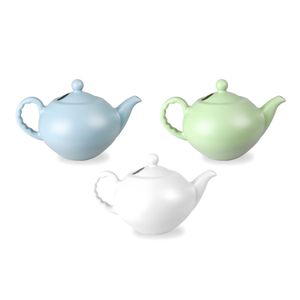 Rivanto® Gießkanne Teekanne im Vintage Design, Größe XL, farbig sortiert, grün/blau/weiß, 41,3 x 27,3 x H25,5 cm, Gartengießkanne