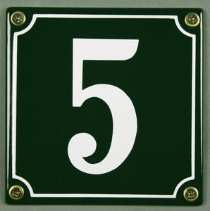 Hausnummernschild 5 grün 12x12 cm sofort lieferbar Schild Emaille Hausnummer Haus Nummer Zahl Ziffer