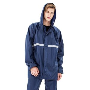 Regenmantelanzug wasserdichte Radmantel mit hoher Gloss reflektierender Streifen atmungsaktive elastische Manschetten Outdoor Sportwind Breaker-Navy blau ,Größen:M