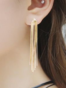 2 Paare/Set(Gold, Silber) Lange Metallkette Quaste Ohrringe 2022 Boho Geometrische Nicht Durchbohrte Ohrclips Frauen Party Schmuck Geschenke