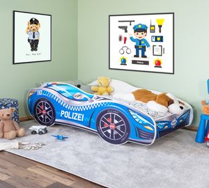 Autobett PKW Polizei 80x160 cm blau