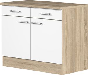 Küchenunterschrank - 100 cm breit - Weiß Sonoma Eiche – Salerno
