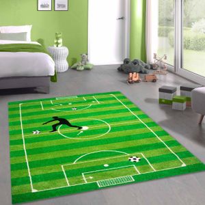 Kinderteppich Spielteppich Jungen Kinderzimmer Teppich Fußball grün Größe - 200 x 290 cm