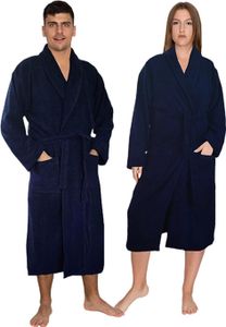 Tuva Home froté bavlněné župany pro muže a ženy | Uni župan | Měkký župan do sauny | Lehký župan pro noční prádlo Spa Hotel (Navy Blue, Velikost: L/XL)