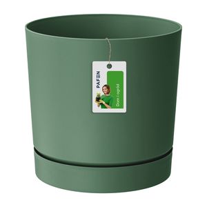 Blumentopf Prosperplast Übertopf aus Kunststoff Blumenkübel mit Untersetzer Rund Grün 3,2 L