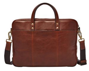 FOSSIL Henkeltasche Laptoptasche mit Laptopfach Haskell Brief Cognac braun