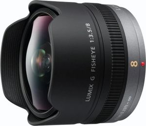 Panasonic H-F008E LUMIX G Fisheye 8 mm F3.5 Objektiv (16 mm KB, klein und leicht, Bildwinkel 180°) schwarz
