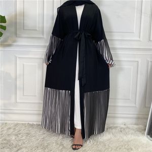 Frauen Kimono offen Abaya Dubai imitierte Seidenstoff islamischen arabischen muslimischen Hijab Kleid Plain Duster Cardigan Dubai Türkei