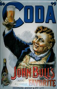 Blechschild Coda John Bulls favorite non alcoholic alkoholfreies Bier Schild Werbeschild