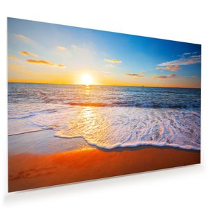 Glasbild Wandbild Sonnenuntergang am Strand 60x40cm in XXL für Wohnzimmer, Schlafzimmer, Badezimmer, Flur