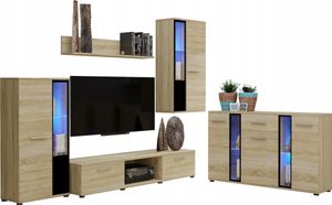 BroMARKT, Wohnwand mit TV-Lowboard und Kommode "Cube", Sonoma Eiche