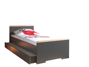 Pokojová souprava pro mládež LONDON 2-dílná se skládá z: Jednolůžko LF 90 x 200 cm a zásuvka na postel,Imitace antracit, pata přírodní buk masiv