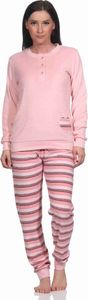 Wunderschöner Damen Frottee Schlafanzug mit Bündchen und Herz-Motiv - auch in Übergrössen ; rose , 40