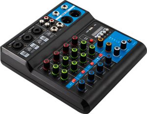 Mini Audio DJ Mixer Soundboard Console System 5-Kanal 48V Phantomspeisung mit Bluetooth USB MP3 Stereo Live DJ Studio Streaming für professionelle Aufnahmen Parties auf KTV Bühne