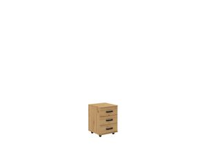 FURNIX Bürocontainer mit Rollen und 3 Schubladen Büromöbel MOLUKI 201 3S Eiche Artisan