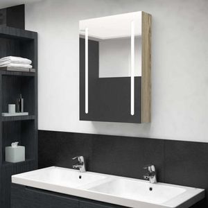 vidaXL LED-Bad-Spiegelschrank Eichenoptik 50x13x70 cm
