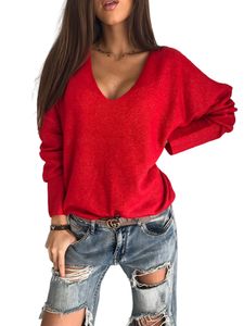 Damen Sweatshirts Winter Warm Pullover Casual Strickpullover Herbst Strickpulli Rot,Größe L