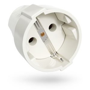 ABSINA Schutzkontakt Kupplung mit Zugentlastung - PVC Schutzkontaktkupplung 2-polig, 250V, 16A & IP20 - Schuko Kupplung