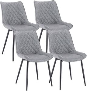WOLTU 4er-Set Esszimmerstühle Küchenstuhl Polsterstuhl mit Rückenlehne Sitzfläche aus Kunstleder Metallbeine Grau